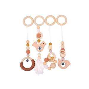 Ecosprout Playgym Toy 4 Pce Set with Bell: Cinnamon