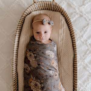 Muslin Bamboo Cotton Wrap : Indigo Blooms