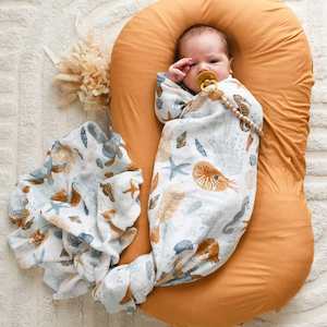 Lunas Treasures: Muslin Bamboo Cotton Wrap : Nautilus