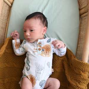 Lunas Treasures: Organic Long Sleeve Bodysuit : Nautilus