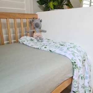 Lunas Treasures: Bamboo Jersey Fitted Cot Sheet : Soft Sage
