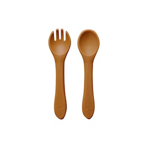 Silicone Two Piece Cutlery Set : Mocha