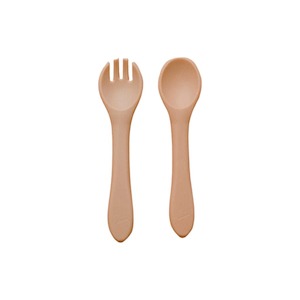 Silicone Two Piece Cutlery Set : Apricot