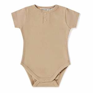 Organic Cotton Short Sleeve Bodysuit : Pebble