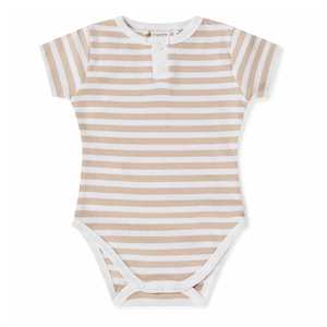 Organic Cotton Short Sleeve Bodysuit : Pebble Stripe