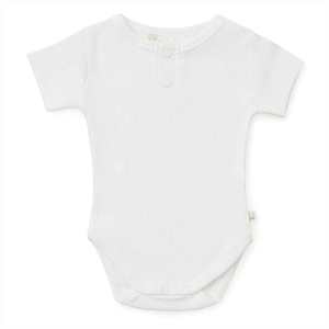 Organic Cotton Short Sleeve Bodysuit : Milk