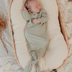 Knotted Newborn Sleep Gown : Soft Sage