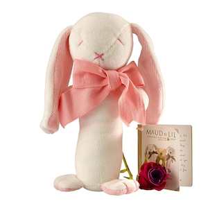 Play Collection Baby And Children: Organic Cotton Stick Rattle - Rose the Pink Bunny