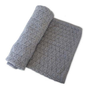 Wool Collection: Merino Vintage Baby Blanket - Marl Grey