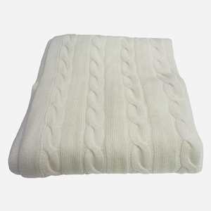 Merino Cable Baby Blanket : Winter White