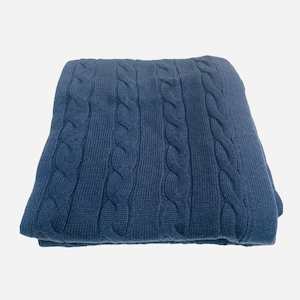 Wool Collection: Merino Cable Baby Blanket : Navy