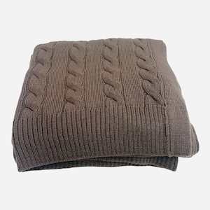 Wool Collection: Merino Cable Baby Blanket : Mocha