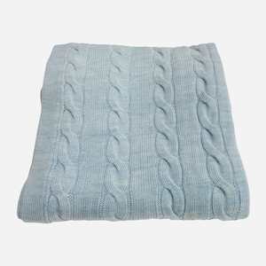 Wool Collection: Merino Cable Baby Blanket : Ice Blue