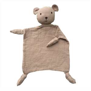 New: Muslin Comforter Bear with Bell : Almond