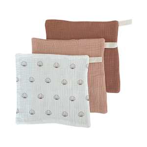 All: Muslin Cloths 3pk: Pink Shell