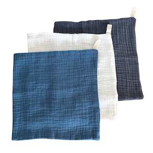 Muslin Cloths 3pk: Navy Denim
