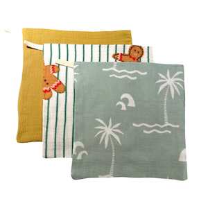 Muslin Cloths 3pk: Sage Palm