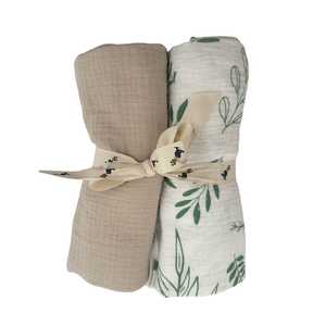 All: Muslin Cotton Wrap 2 Pk: Oat Fern