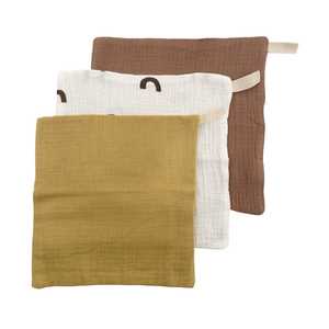 All: Muslin Cloths 3pk: Cocoa Ochre