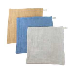 All: Muslin Cloths 3pk: Ochre Denim Natural