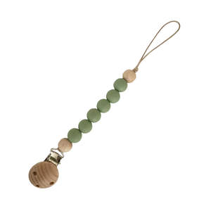 Holders For Pacifiers Teethers And Comforters: Silicone Pacifier Holder with Clip : Olive