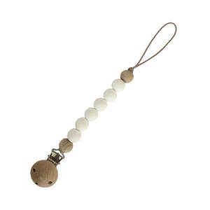 Silicone Pacifier Holder with Clip : White