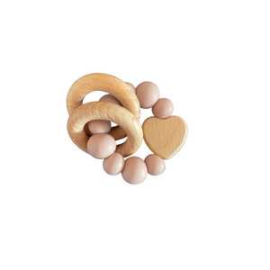 New: Wooden Silicone Teether Heart : Blush