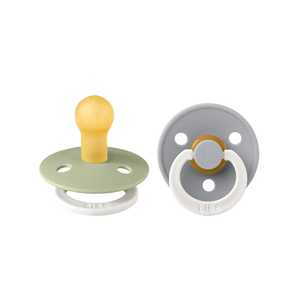 BIBS Pacifier 2 Pk Night Glow Size 1 : Sage/Cloud