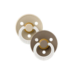 BIBS Pacifier 2 Pk Night Glow Size 2 : Vanilla/Dark Oak