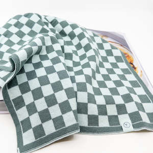 Kitchen Towels: Kitchen Towel | Tea Towel - Sea Foam Chequer
