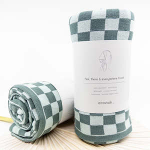Hair & Travel Towel - Sea Foam Chequer