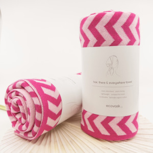 Bath Body: Hair & Travel Towel - Raspberry Chevron