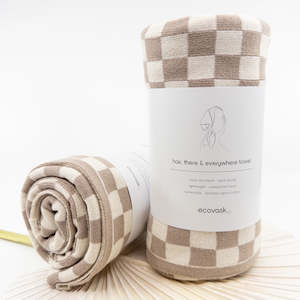 Reusable Makeup Pads: Hair & Travel Towel - Hummus Chequer