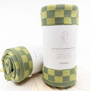 Reusable Makeup Pads: Hair & Travel Towel - Avocado Chequer