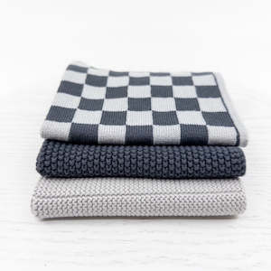 Dishcloth Variety 3pk - Graphite Lunar Chequer