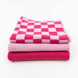 Dishcloth Variety 3pk - Raspberry Sherbet Chequer