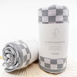 Reusable Makeup Pads: Hair & Travel Towel - Stone Chequer