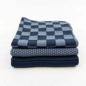 Products: Dishcloth Variety 3pk - Navy Denim Chequer
