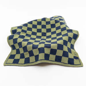 Baby Wash Cloths: Multi Cloth - Navy Pistachio Chequer