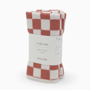 Multi Cloth 2pk - Coral Chequer