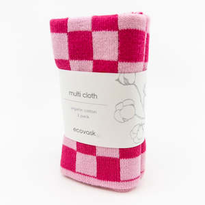 Multi Cloths: Multi Cloth 2pk - Raspberry Chequer