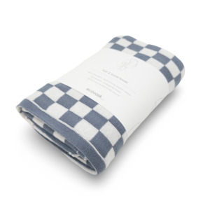 Bath Body: Hair Towel Mini - Denim Chequer