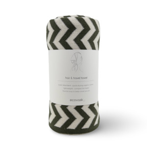 Hair & Travel Towel - Olive Chevron