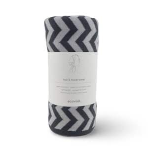 Hair Wrap Travel Towel: Hair & Travel Towel - Graphite Lunar Chevron