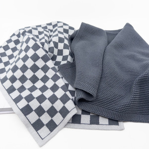 Kitchen Towels: Kitchen Towel Duos - Graphite Chequer