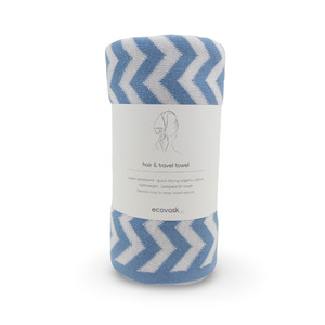 Bath Body: Hair & Travel Towel - Cornflower Chevron