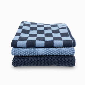 Products: Dishcloth Variety 3pk - Cornflower Navy Chequer