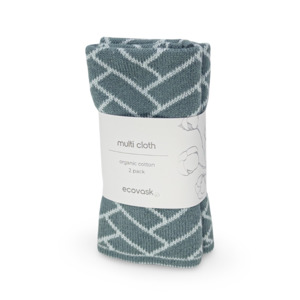 Multi Cloth 2pk - Sea Foam | Duck Egg Herringbone