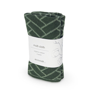 Multi Cloths: Multi Cloth 2pk - Forest | Sage Herringbone