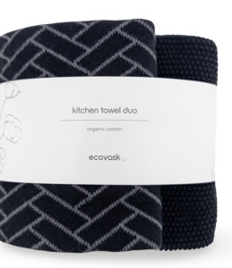 Kitchen Towel Duos - Raven Herringbone